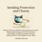 Fortune Jewel "Sending Protection and Charm" Tridacna Stone Cat Ring Includes Gift Message Card Fortune Jewel