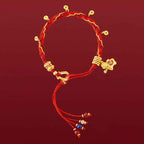 Fortune Jewel Copper Plated 18k Gold Year Of The Horse Fu Character Red String Luck Braided Bracelet