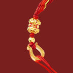 Fortune Jewel Copper Plated 18k Gold Year Of The Horse Fu Character Red String Luck Braided Bracelet