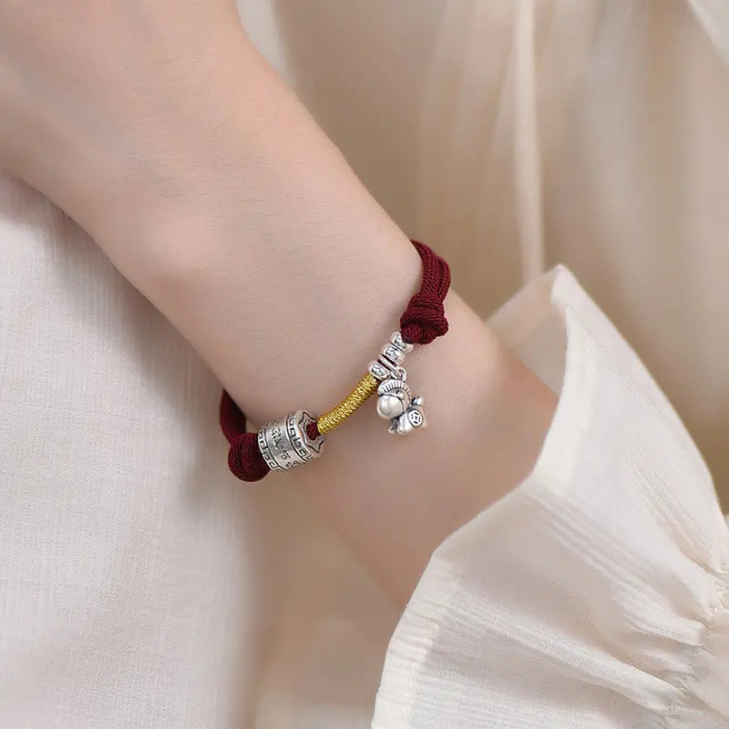 Fortune Jewel 999 Sterling Silver Year Of The Horse Lucky Bead Protection Red Rope Bracelet Fortune Jewel