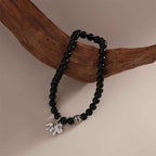 Fortune Jewel Year Of The Horse 925 Sterling Silver Natural Black Obsidian Strength Bracelet