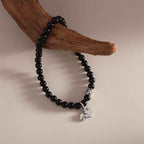 Fortune Jewel Year Of The Horse 925 Sterling Silver Natural Black Obsidian Strength Bracelet