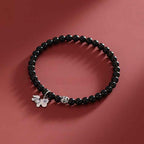 Fortune Jewel Year Of The Horse 925 Sterling Silver Natural Black Obsidian Strength Bracelet