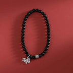 Fortune Jewel Year Of The Horse 925 Sterling Silver Natural Black Obsidian Strength Bracelet
