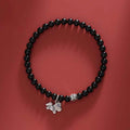 Fortune Jewel Year Of The Horse 925 Sterling Silver Natural Black Obsidian Strength Bracelet