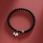 Fortune Jewel Year Of The Horse 925 Sterling Silver Natural Black Obsidian Strength Bracelet