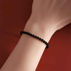 Fortune Jewel Year Of The Horse 925 Sterling Silver Natural Black Obsidian Strength Bracelet