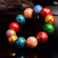 Fortune Jewel Multicolored Lacquer Craft Sandalwood Single Wrap Beaded Protection Bracelet Fortune Jewel