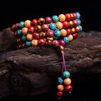 Fortune Jewel Multicolored Lacquer 108 Mala Beads Craft Sandalwood Protection Multilayer Bracelet Fortune Jewel