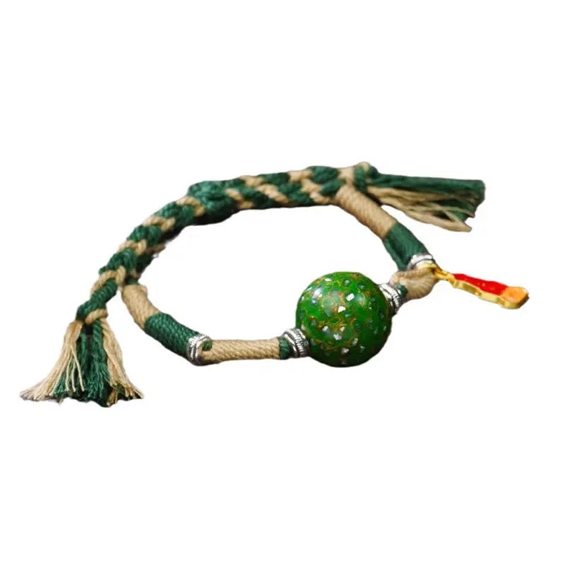 Fortune Jewel Lacquer Craft Bead Multicolored Braided String Bracelet Fortune Jewel