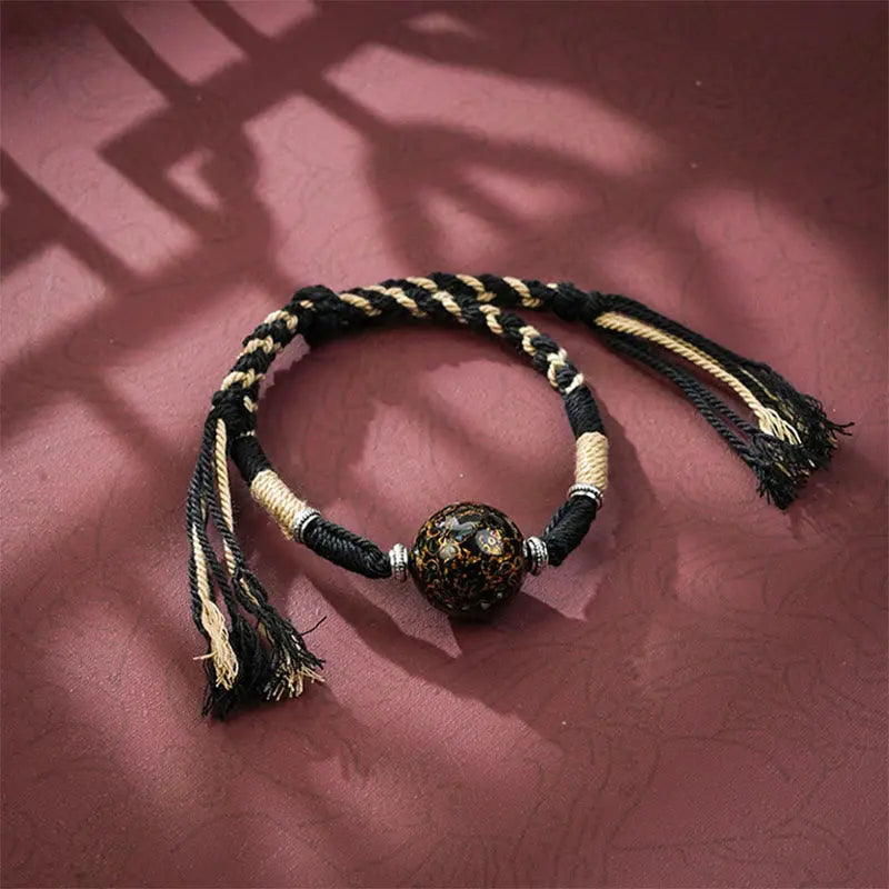 Fortune Jewel Lacquer Craft Bead Multicolored Braided String Bracelet Fortune Jewel