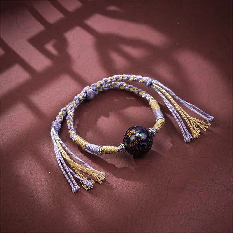 Fortune Jewel Lacquer Craft Bead Multicolored Braided String Bracelet Fortune Jewel