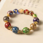 Fortune Jewel Colorful Liuli Glass Sandalwood Gourd Bead Lacquer Craft Bracelet Fortune Jewel