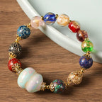 Fortune Jewel Colorful Liuli Glass Sandalwood Gourd Bead Lacquer Craft Bracelet Fortune Jewel