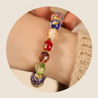 Fortune Jewel Colorful Liuli Glass Sandalwood Gourd Bead Lacquer Craft Bracelet Fortune Jewel