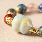 Fortune Jewel Colorful Liuli Glass Sandalwood Gourd Bead Lacquer Craft Bracelet Fortune Jewel