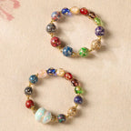 Fortune Jewel Colorful Liuli Glass Sandalwood Gourd Bead Lacquer Craft Bracelet Fortune Jewel