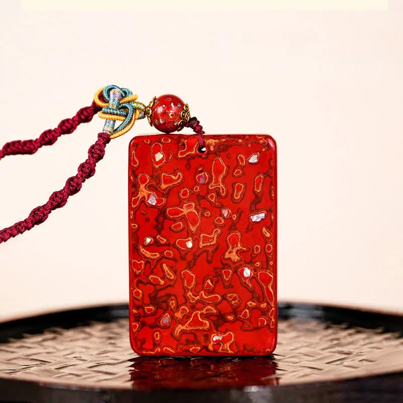 Fortune Jewel Handcrafted Lacquer Craft Sandalwood Protection Pendant Necklace Fortune Jewel