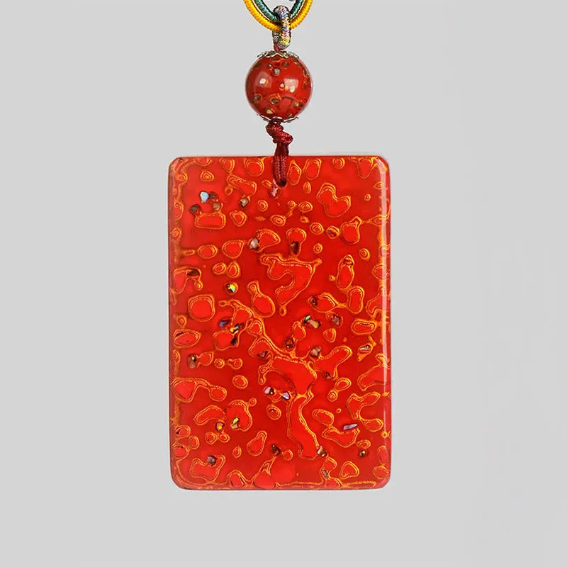 Fortune Jewel Handcrafted Lacquer Craft Sandalwood Protection Pendant Necklace Fortune Jewel