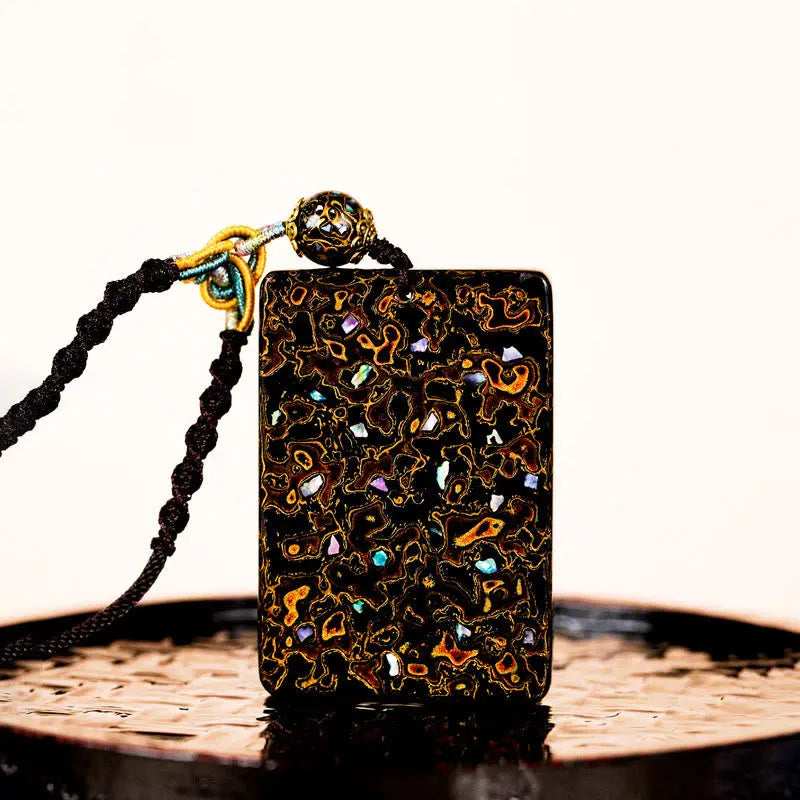 Fortune Jewel Handcrafted Lacquer Craft Sandalwood Protection Pendant Necklace Fortune Jewel