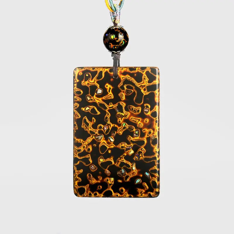 Fortune Jewel Handcrafted Lacquer Craft Sandalwood Protection Pendant Necklace Fortune Jewel