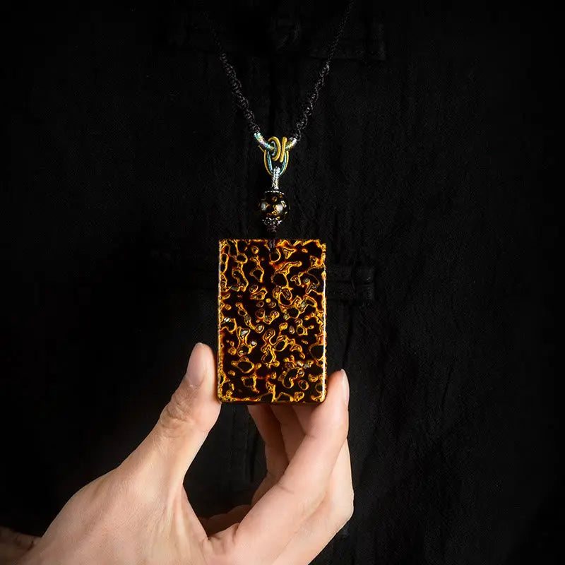 Fortune Jewel Handcrafted Lacquer Craft Sandalwood Protection Pendant Necklace Fortune Jewel