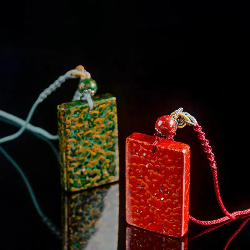 Fortune Jewel Handcrafted Lacquer Craft Sandalwood Protection Pendant Necklace Fortune Jewel