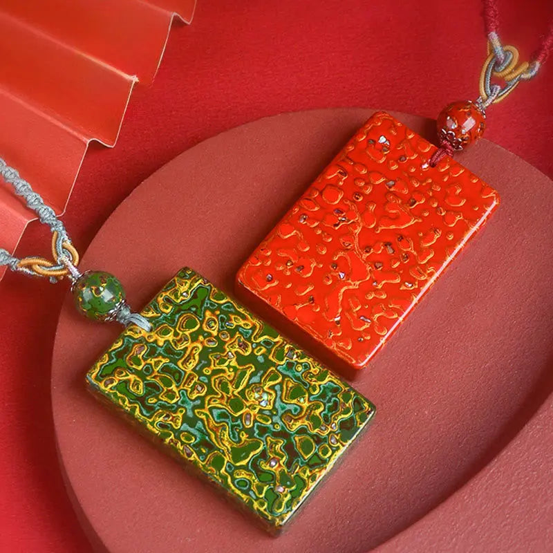 Fortune Jewel Handcrafted Lacquer Craft Sandalwood Protection Pendant Necklace Fortune Jewel