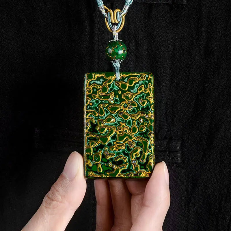 Fortune Jewel Handcrafted Lacquer Craft Sandalwood Protection Pendant Necklace Fortune Jewel