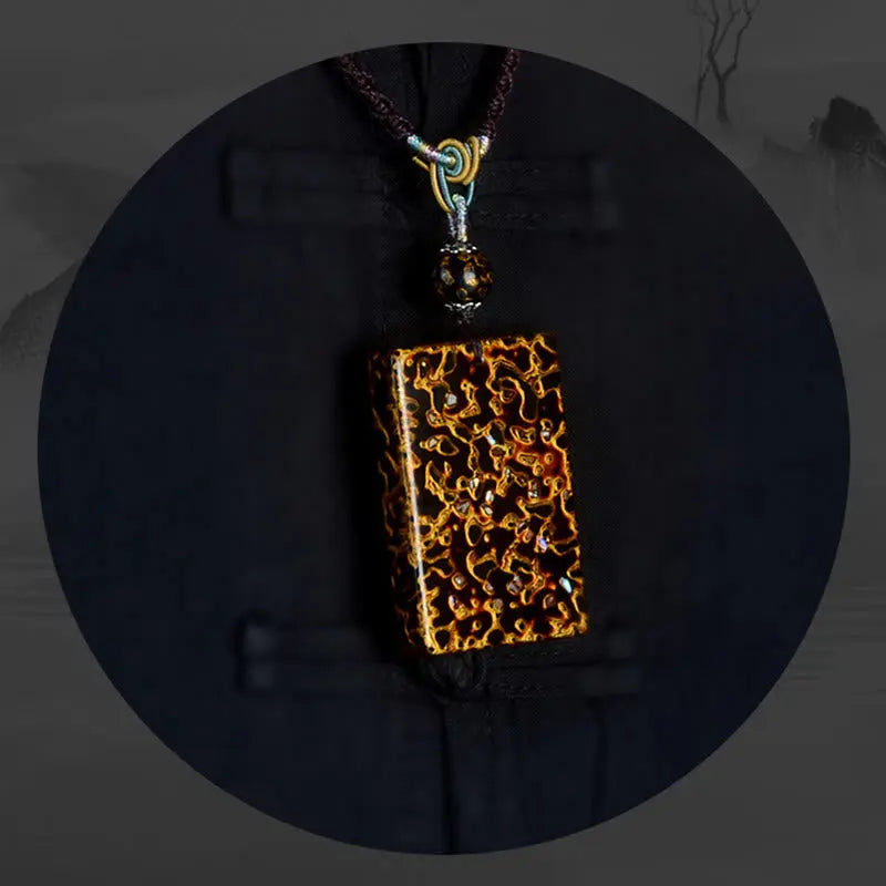 Fortune Jewel Handcrafted Lacquer Craft Sandalwood Protection Pendant Necklace Fortune Jewel