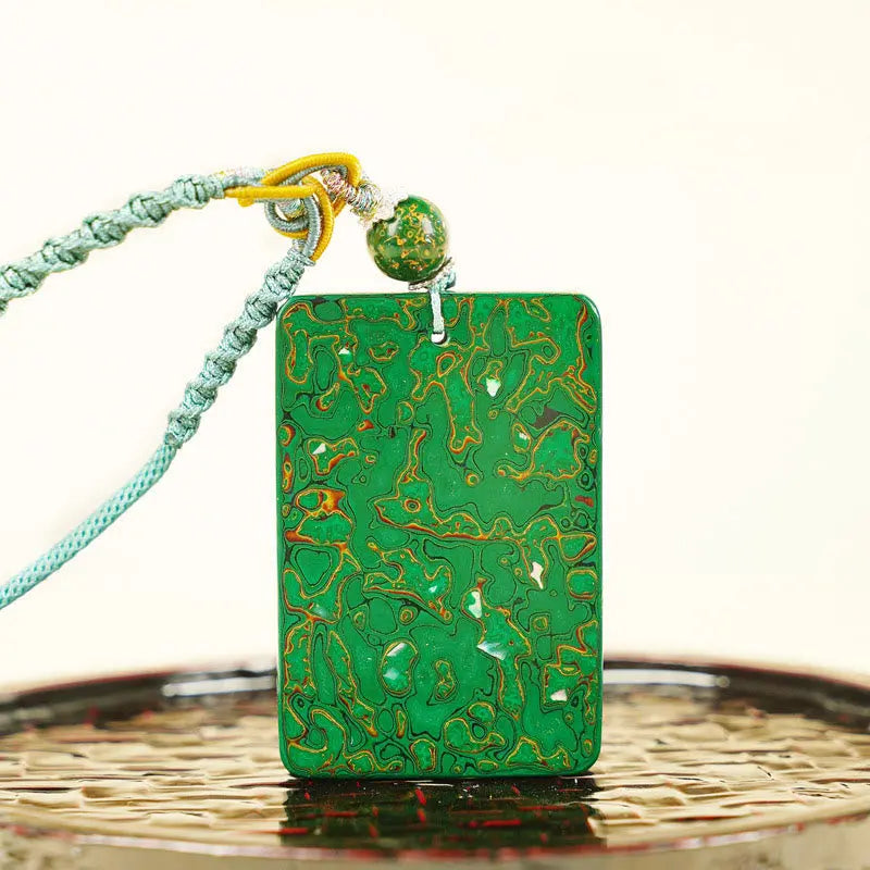 Fortune Jewel Handcrafted Lacquer Craft Sandalwood Protection Pendant Necklace Fortune Jewel