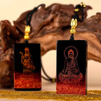 Buddha Stones Chinese Zodiac Natal Buddha Fu Character Lacquer Craft Sandalwood Pendant Necklace Fortune Jewel