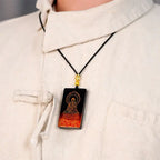 Buddha Stones Chinese Zodiac Natal Buddha Fu Character Lacquer Craft Sandalwood Pendant Necklace Fortune Jewel