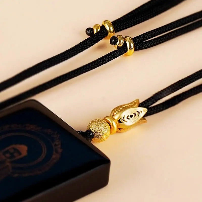 Buddha Stones Chinese Zodiac Natal Buddha Fu Character Lacquer Craft Sandalwood Pendant Necklace Fortune Jewel