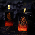 Buddha Stones Chinese Zodiac Natal Buddha Fu Character Lacquer Craft Sandalwood Pendant Necklace Fortune Jewel