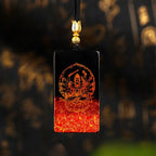 Buddha Stones Chinese Zodiac Natal Buddha Fu Character Lacquer Craft Sandalwood Pendant Necklace Fortune Jewel