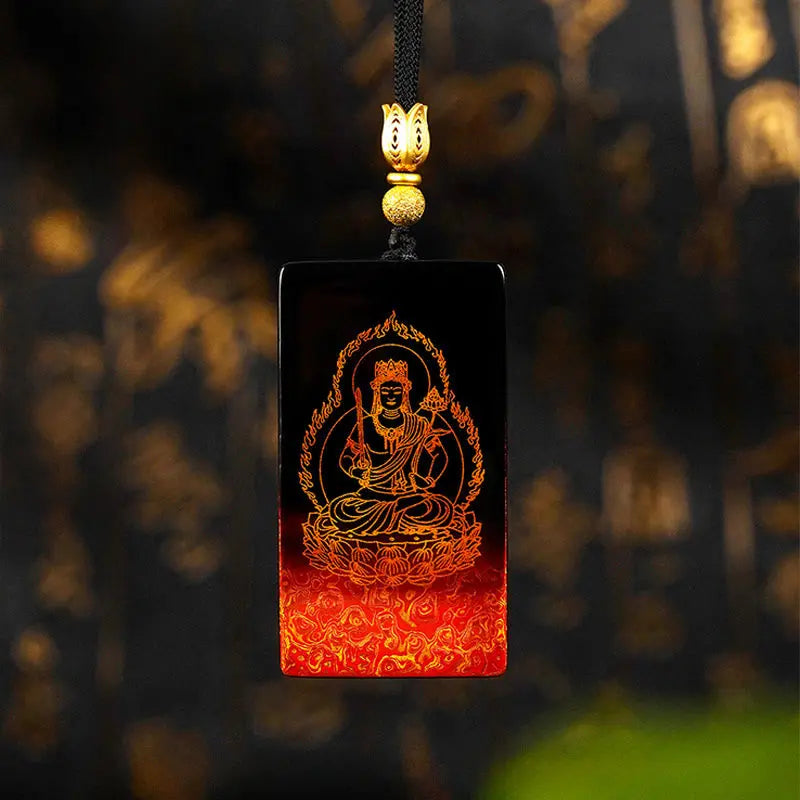 Buddha Stones Chinese Zodiac Natal Buddha Fu Character Lacquer Craft Sandalwood Pendant Necklace Fortune Jewel
