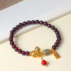 Fortune Jewel Year Of The Horse Garnet Fu Character Lucky Fortune Charm Protection Bracelet Fortune Jewel