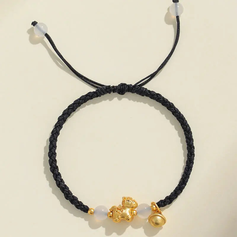 Fortune Jewel Year Of The Horse Red String White Agate Connection Braided Bracelet Fortune Jewel