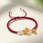 Fortune Jewel Year Of The Horse Red String White Agate Connection Braided Bracelet Fortune Jewel
