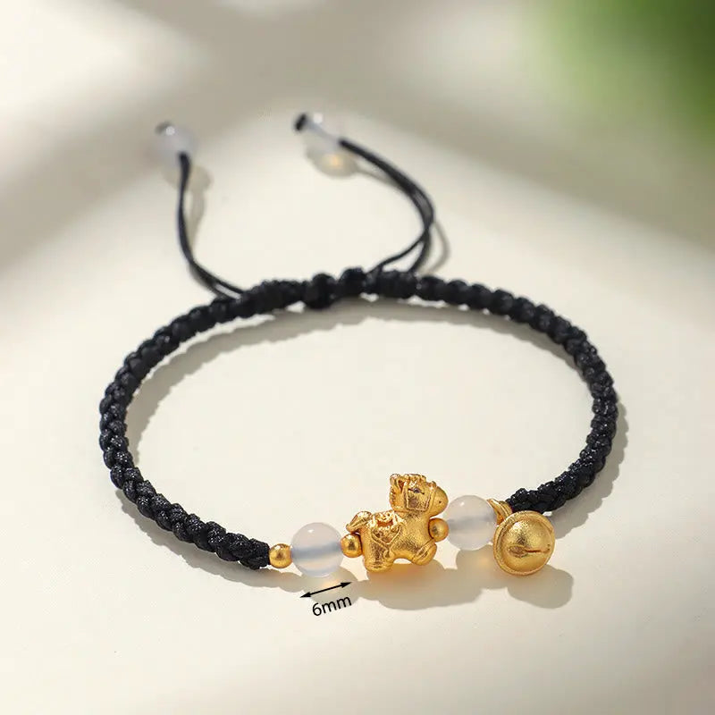 Fortune Jewel Year Of The Horse Red String White Agate Connection Braided Bracelet Fortune Jewel