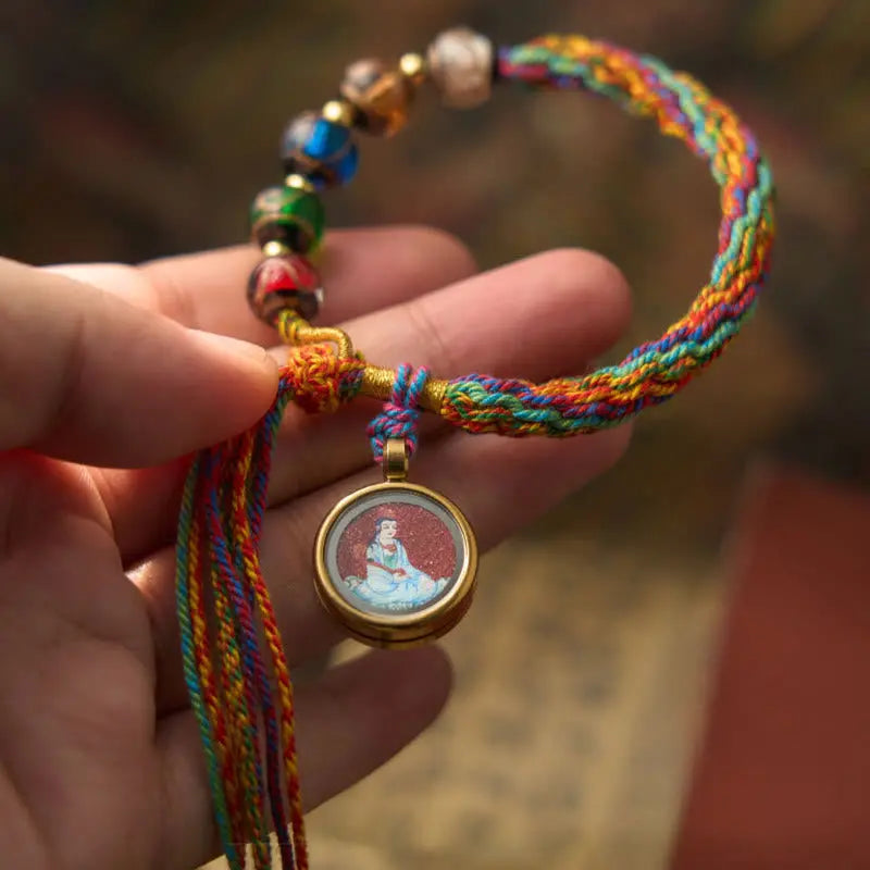 Fortune Jewel Thangka Chinese Zodiac Natal Buddha Cinnabar Blessing String Bracelet Fortune Jewel