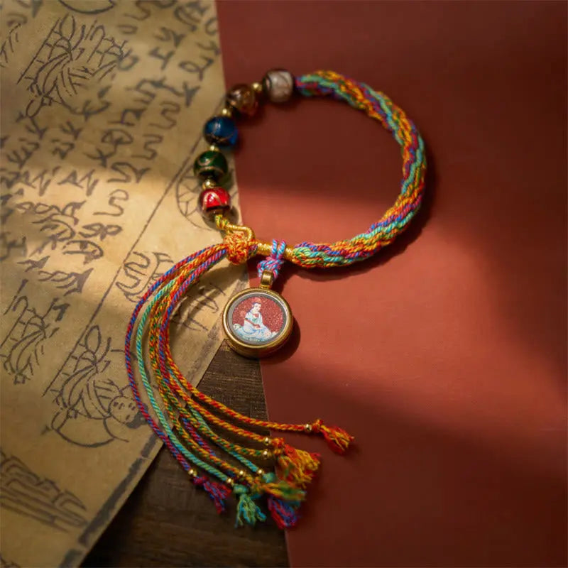 Fortune Jewel Thangka Chinese Zodiac Natal Buddha Cinnabar Blessing String Bracelet Fortune Jewel