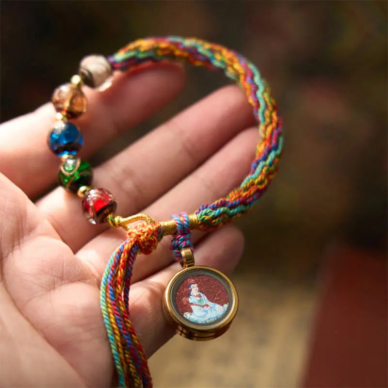 Fortune Jewel Thangka Chinese Zodiac Natal Buddha Cinnabar Blessing String Bracelet Fortune Jewel