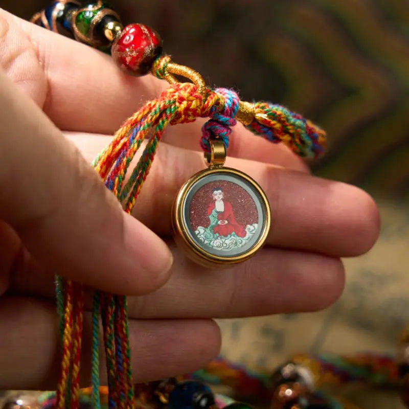 Fortune Jewel Thangka Chinese Zodiac Natal Buddha Cinnabar Blessing String Bracelet Fortune Jewel