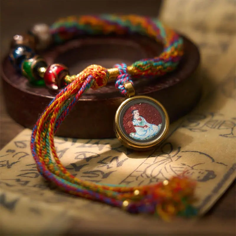Fortune Jewel Thangka Chinese Zodiac Natal Buddha Cinnabar Blessing String Bracelet Fortune Jewel