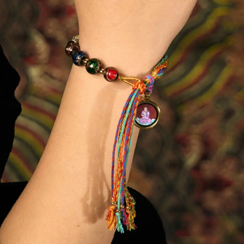 Fortune Jewel Thangka Chinese Zodiac Natal Buddha Cinnabar Blessing String Bracelet Fortune Jewel