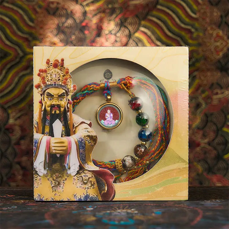 Fortune Jewel Thangka Chinese Zodiac Natal Buddha Cinnabar Blessing String Bracelet Fortune Jewel