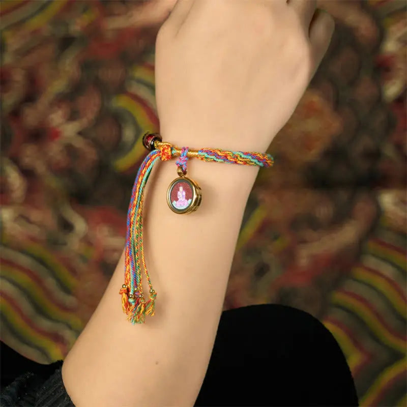 Fortune Jewel Thangka Chinese Zodiac Natal Buddha Cinnabar Blessing String Bracelet Fortune Jewel