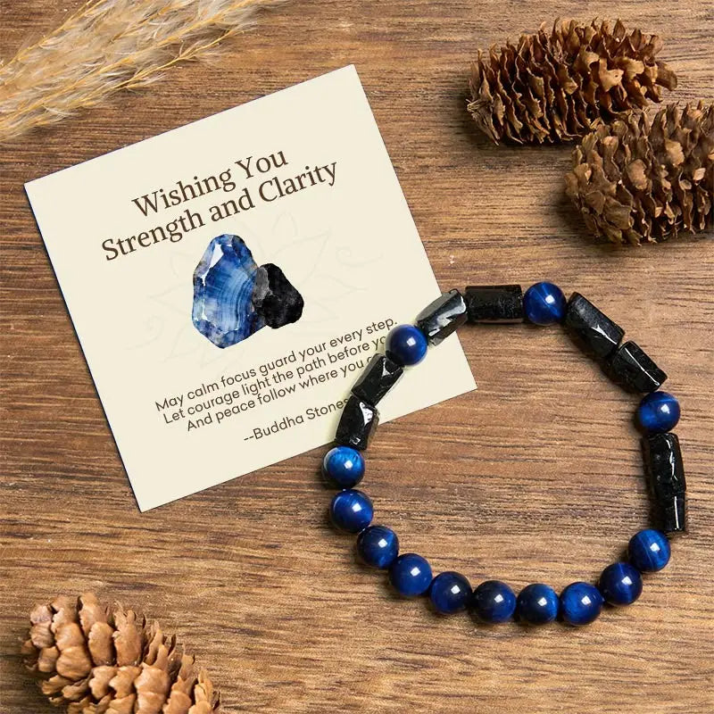 Fortune Jewel "Wishing You Strength and Clarity" Blue Tiger Eye Bracelet Includes Gift Message Card Fortune Jewel